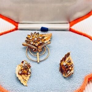 D’eri GF Vintage Elegant Gold Floral Jewelry Set